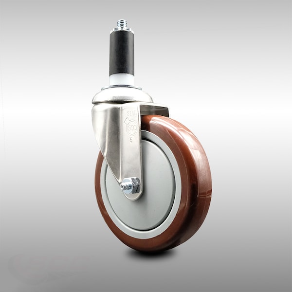Service Caster 5 Inch 316SS Maroon Polyurethane Wheel Swivel 1-3/8 Inch Expanding Stem Caster SCC-SS316EX20S514-PPUB-MRN-138 - main